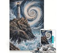 Puzzle da 1000 pezzi per adulti faro nella tempesta gioco rompicapo decorazione per la casa compleanno e Natale 50x75cm