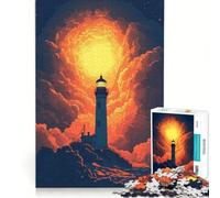 Puzzle da 1000 pezzi per adulti Faro sotto un cielo stellato gioco rilassante taglio di precisione adatto come decorazione da scrivania 38x26cm