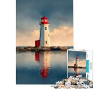 Puzzle da 1000 pezzi per adulti faro su un isolotto roccioso Divertimento a casa rompicapo per passare il tempo durante le vacanze adatto a persone dai 14 anni in su (38x26cm)