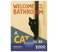 Puzzle Da 1000 Pezzi Per Adulti Fat Cat Welcome Bathroom Art Puzzle Per Adulti Gioco Rompicapo Assemblaggio Di Modelli Difficile E Impegnativo 70x50cm/1000pcs