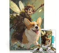 Puzzle da 1000 pezzi per adulti: Fata che cavalca un Corgi nella foresta, gioco educativo, analisi e logica, regalo di compleanno, regalo di viaggio 38x26cm