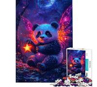 Puzzle da 1000 pezzi per adulti fata panda con stella nella foresta incantata Puzzle per adulti giochi rilassanti difficili ideali come regalo di compleanno o per occasioni speciali (38x26cm)