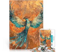 Puzzle da 1000 pezzi per adulti Fenice verde acqua in volo Fatto di legno，per età pari o superiore a 14 anni Migliorare la memoria Giochi Giocattoli Regalo。misurare：50x75cm/19.68x29.52pollice
