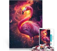 Puzzle da 1000 pezzi per adulti Fenicottero spaziale Difficile da completare ma divertente e umoristico Adatto per la decorazione del desktop 75x50cm