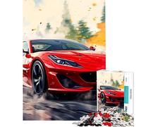 Puzzle da 1000 pezzi per adulti Ferrari rossa ad acquerello gioco educativo e stimolante ideale per momenti di relax divertimento e umorismo perfetto come idea regalo (dimensioni 75x50cm)