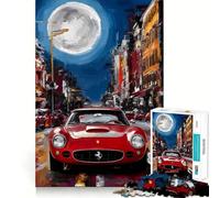Puzzle da 1000 pezzi per adulti "Ferrari rossa in città di notte", ideale per stimolare la memoria e divertirsi insieme Immagine da assemblare e collezionare (38x26cm)