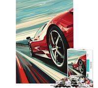 Puzzle da 1000 pezzi per adulti Ferrari rossa in corsa Gioco divertente e coinvolgente per coltivare la pazienza Ottimo regalo e decorazione per la casa (dimensioni 50x75cm)