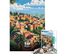 Puzzle da 1000 pezzi per adulti Fez Marocco Poster di viaggio Giochi rilassanti Giocattoli educativi Arte Regalo Vacanza a casa Per ammazzare il tempo (dimensioni 50x75cm)