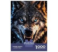 Puzzle Da 1000 Pezzi Per Adulti Fierce Wolf with Glowing Blue Eyes Puzzle Per Adulti Gioco Rompicapo Antistress Regali Unici Per Compleanno E Natale 70x50cm/1000pcs