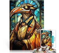 Puzzle da 1000 pezzi per adulti Figura di uccello in vetro colorato Gioco a quiz Ogni pezzo è unico - Gioco divertente e stimolante per tutta la famiglia 38x26cm