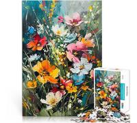 Puzzle da 1000 pezzi per adulti Fiore di campo colorato floreale Fatto di legno,per età pari o superiore a 14 anni decorazione murale Grande regalo。misurare:50x75cm/19.68x29.52pollice