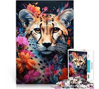 Puzzle da 1000 pezzi per adulti Fiore e leopardo Fatto di legno per età pari o superiore a 14 anni Gioco impegnativo e gioco per famiglie ottimo regalo di Natale misurare:50x75cm
