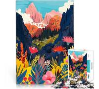 Puzzle da 1000 pezzi per adulti Fiori delle valli montane delle Dolomiti, Italia Gara di velocità delle mani Regalo di compleanno 50x70cm