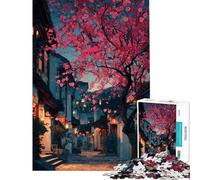 Puzzle da 1000 pezzi per adulti: Fiori di ciliegio in una città giapponese Puzzle per adulti gioco pratico di assemblaggio ideale come regalo di compleanno o per occasioni speciali (38x52cm)
