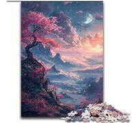 Puzzle da 1000 pezzi per adulti "Fiori di ciliegio sulla scogliera" in legno, un regalo perfetto per il divertimento in famiglia 50x75cm per feste, compleanni e serate di giochi in famiglia