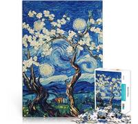Puzzle da 1000 pezzi per adulti Fiori di mandorlo nella notte stellata Gara di velocità delle mani Giocattoli per la decorazione della casa 52x38cm