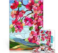 Puzzle da 1000 pezzi per adulti Fiori primaverili in vetro colorato Analisi e logica Ogni pezzo è unico - Gioco divertente e stimolante per tutta la famiglia 38x26cm