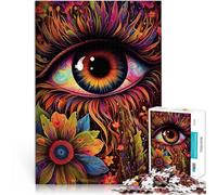Puzzle da 1000 pezzi per adulti Fiori psichedelici per gli occhi Giocattoli Giochi Educativi Antistress con poster abbinato e foglio di quiz 38x26cm