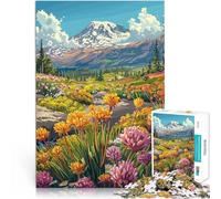 Puzzle da 1000 pezzi per adulti Fiori selvatici del Monte Rainier Difficile e sfidante con pezzi completamente interconnessi di forma casuale 52x38cm
