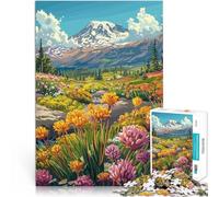 Puzzle da 1000 pezzi per adulti “Fiori selvatici del Monte Rainier” Fatto di legno，per età 14+ Vacanze a casa: ammazzare il tempo Grande regalo。misurare：50x75cm/19.68x29.52pollice