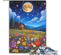 Puzzle da 1000 pezzi per adulti "Fiori selvatici sotto il cielo notturno" Puzzle da 1000 pezzi per adulti, regalo di Natale, Halloween, Festa della mamma, Capodanno, Pasqua (dimensioni 26x38cm)