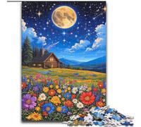 Puzzle da 1000 pezzi per adulti "Fiori selvatici sotto il cielo notturno" Puzzle per adulti, intrattenimento rilassante, regalo di Natale perfetto e decorazione per la casa (dimensioni 50x75cm)