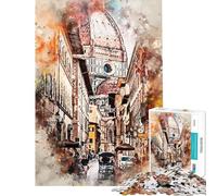 Puzzle da 1000 pezzi per adulti Firenze ad acquerello Puzzle antistress per adulti ideale per rilassarsi a casa per passare il tempo e per allenare la mente (dimensioni 38x26cm)