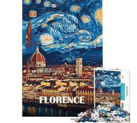 Puzzle da 1000 pezzi per adulti Firenze Italia Notte stellata arte puzzle per ragazzi gioco pratico per migliorare la memoria regalo per amici e familiari (dimensioni 38x26cm)