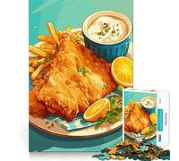 Puzzle da 1000 pezzi per adulti Fish and Chips con salsa tartara Fine Joint Fun Smart Challenge Fun Quiet Game Time Birthday Hobby Gift (38x52cm)