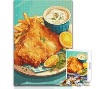 Puzzle da 1000 pezzi per adulti Fish and Chips con salsa tartara Rompicapo Giochi per famiglie Attività per famiglie Regalo di compleanno Dimensioni 50x75cm