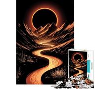 Puzzle da 1000 pezzi per adulti Fiume arancione tra le montagne con eclissi ideale come regalo di compleanno o di Natale Gioco educativo per maggiori di 14 anni 50x75cm