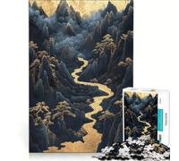 Puzzle da 1000 pezzi per adulti, Fiume Dorato attraverso le Montagne, Gioco Rilassante, Assemblaggio di Modelli, Lista dei Desideri con Babbo Natale 50x75cm