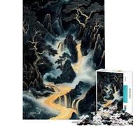 Puzzle da 1000 pezzi per adulti "Fiume d'oro tra le montagne" gioco pratico per adulti decorazione per la casa ideale come regalo (dimensioni 50x75cm)