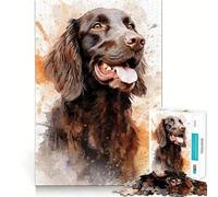 Puzzle da 1000 pezzi per adulti,Flat-Coated Retriever marrone,decorazione,gioco per esercizi mentali,momento di relax,divertimento per il compleanno (38x26cm)