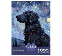 Puzzle Da 1000 Pezzi Per Adulti FlatCoated Retriever Night Puzzle Per Adulti Gioco Rompicapo Difficile Compleanno E Natale 38x26cm/1000pcs