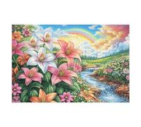 Puzzle Da 1000 Pezzi Per Adulti Flower Field Cottage 75x50cm Attività Team Building Per Colleghi Di Ufficio Gioco Di Gruppo Divertente Migliora Collaborazione