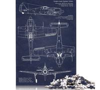 Puzzle da 1000 pezzi per adulti FockeWulf Fw190A8 Blueprin Puzzle quadrato per adulti e puzzle di carta Decorazioni per la casa Regali per le vacanze 38x26 cm/1000 pezzi