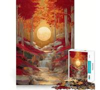 Puzzle da 1000 pezzi per adulti,foresta autunnale,cascata,luna dorata,kintsugi,decorazione con taglio preciso,gioco rompicapo cognitivo,gioco libero,regalo di compleanno (38x26cm)