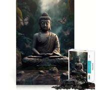 Puzzle da 1000 pezzi per adulti,foresta buddista,Buddha zen,pezzi ben definiti,gioco di abilità mentale,momento di relax,divertente,scena natalizia (38x52cm)