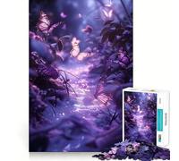 Puzzle da 1000 pezzi per adulti Foresta di farfalle viola, sfida mentale, divertimento di coppia, taglio di qualità, (38x26cm)