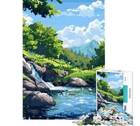 Puzzle da 1000 pezzi per adulti foresta fiume pixel art gioco zen gioco intellettuale educativo corsa di velocità manuale regalo per donne e uomini (dimensioni 38x52cm)