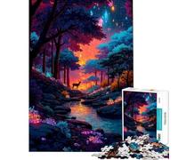 Puzzle da 1000 pezzi per adulti Foresta Incantata con Cervi e Cristalli Gioco Rompicapo per Adulti Regalo di Compleanno Offerta Regalo per Tutta la Famiglia (Dimensioni 38x26cm)