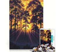 Puzzle da 1000 pezzi per adulti, Foresta infuocata all'alba, gioco rilassante, allena la mente e la mano, compleanno e Natale 38x52cm