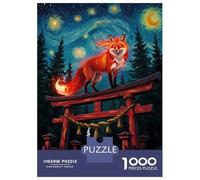 Puzzle Da 1000 Pezzi Per Adulti Fox on Torii Gate Under Starry Night Puzzle Per Adulti Giocattoli Antistress Regali Per Donne È Ideale Come Regalo 70x50cm/1000pcs