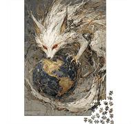 Puzzle Da 1000 Pezzi Per Adulti Fox Spirit Holding Earth Globe Puzzle Per Adulti Giochi Rilassanti Ma Divertenti E Umoristici Ottimo Regalo Per I Giocatori 52x38cm/1000pcs