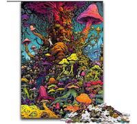 Puzzle da 1000 pezzi per adulti, Funghi magici in legno, perfetto come decorazione fai da te o regalo di compleanno 50x75cm per compleanni, vacanze, Natale, Halloween
