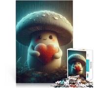 Puzzle da 1000 pezzi per adulti Fungo carino che tiene in mano un cuore Divertimento in famiglia Adatto per la decorazione del desktop 38x26cm