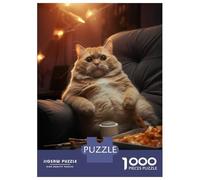 Puzzle Da 1000 Pezzi Per Adulti Funny Fat Cat Food Chill Puzzle Per Adolescenti Gioco Rompicapo Decorazione Per La Casa È Ideale Come Regalo 52x38cm/1000pcs