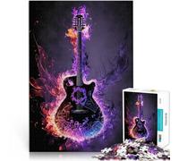 Puzzle da 1000 pezzi per adulti Fuoco di chitarra Difficile da completare ma divertente e umoristico Adatto per la decorazione del desktop 38x26cm