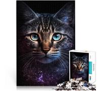 Puzzle da 1000 pezzi per adulti Galaxy Art Cat antistress con poster coordinato e foglio quiz per adolescenti dai 14 anni in su, 50 x 70 cm